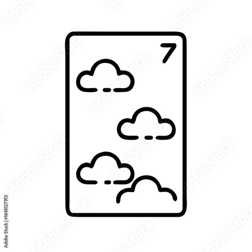 Seven of Cups Tarot Card Shape-Based Outline Icon, Monochrome, Transparent Background