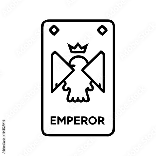 Emperor Tarot Card Shape-Based Outline Icon, Monochrome, Transparent Background