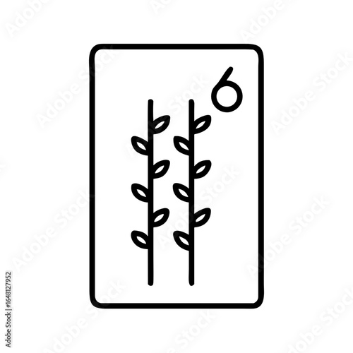 Six of Wands Tarot Card Shape-Based Outline Icon, Monochrome, Transparent Background