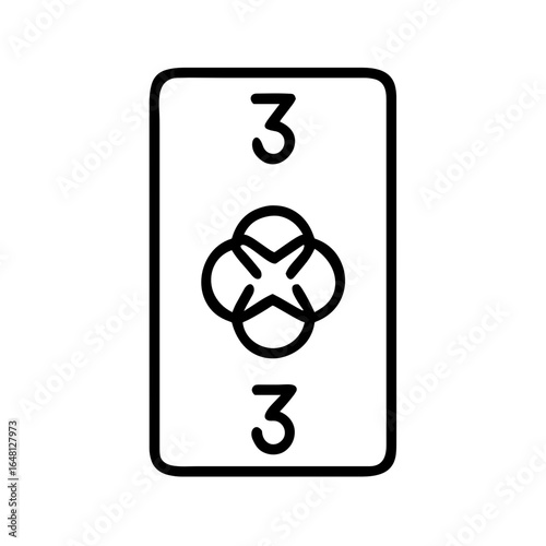 Three of Pentacles Tarot Shape-Based Outline Icon, Monochrome, Transparent Background