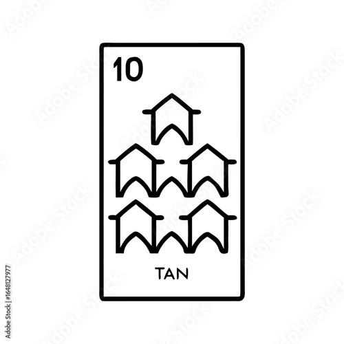 Ten of Cups Tarot Card Shape-Based Outline Icon, Monochrome, Transparent Background
