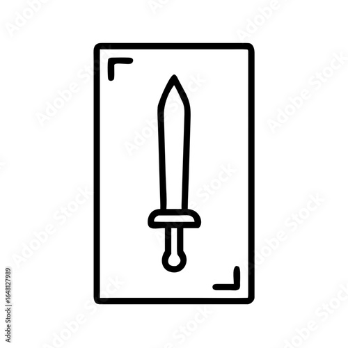 Page of Swords Tarot Card Shape-Based Outline Icon, Monochrome, Transparent Background