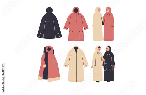 Stylish women in modern modest fashion showcasing elegant abayas and comfortable outerwear perfect for everyday wear or special occasions
