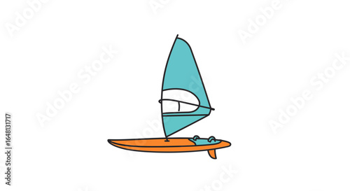 Windsurfing Board with Sail Illustration A Vector Graphic for Watersports Enthusiasts