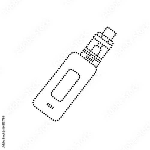 Dotted outline illustration of an electronic vaping device against a white background, stylish concept of smoke shops or electronic cigarette retailers