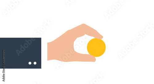 Hand Holding Gold Coin - Business, Finance, Investment Concept Illustration