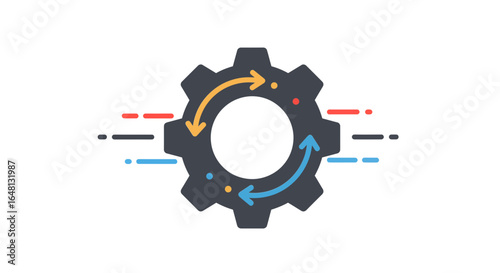 Automation process icon with gear and cycle arrows for technology and business workflow optimization concept.
