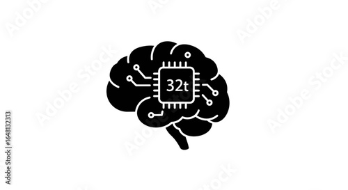 Artificial Intelligence Brain  32-bit Processor Neural Network Concept