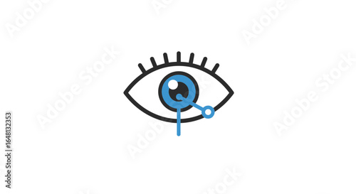 Minimalist line art icon of a crying eye with a single blue teardrop representing sadness and grief.