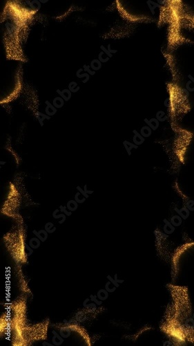 golden particles frame, gold particles dot flow looped vertical social media motion background on alpha channel