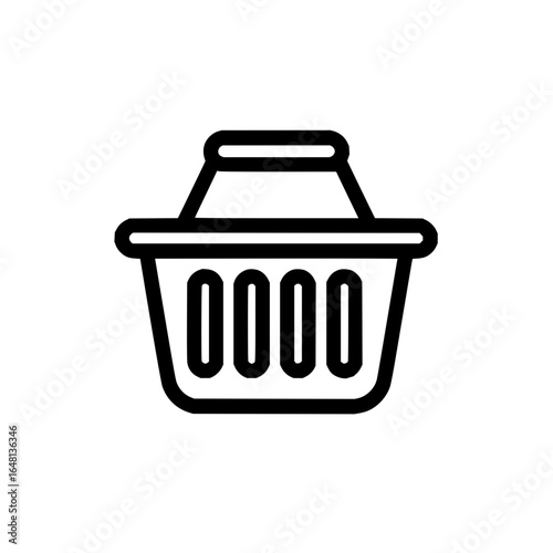 Simple outline of a shopping basket with handle for online store and e commerce design projects needs one hundred