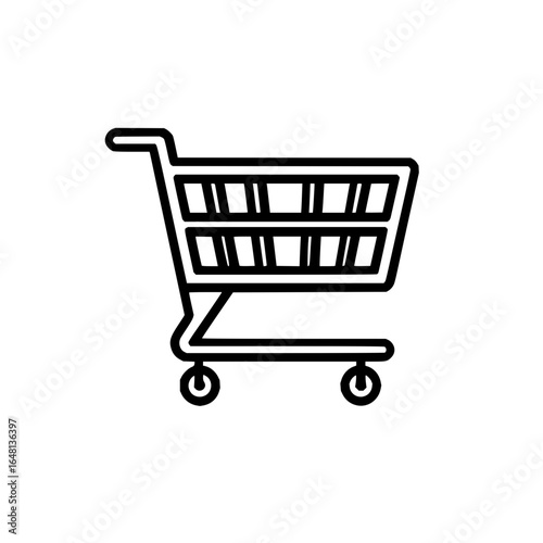 Shopping cart icon representing retail purchases and grocery shopping with a simple outline design
