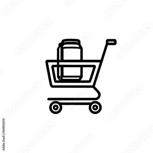 Shopping cart with products outline vector illustration for retail and grocery store needs design 100
