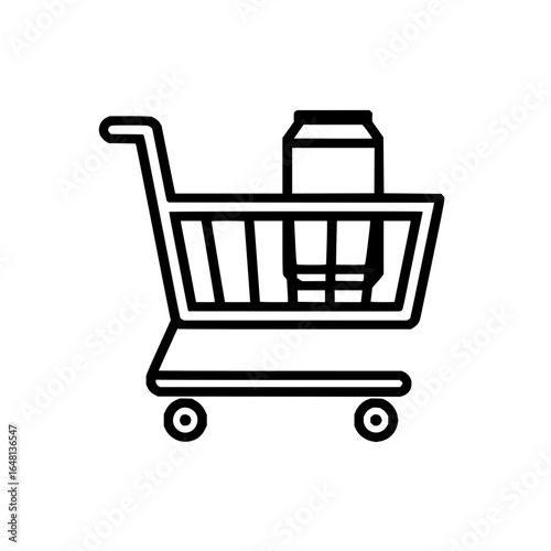 Shopping cart with item inside minimal vector illustration for online store and retail use case design concept 100