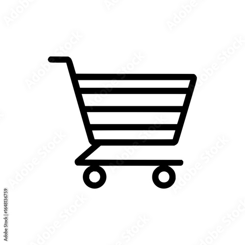 Simple shopping cart icon representing online retail and e commerce for business purposes and user interface design