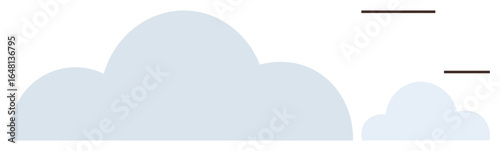 Light blue clouds of varying sizes with two clean horizontal lines, evoking simplicity and tranquility. Ideal for weather, nature, clarity, minimalism, freedom, dreams and contemplation. A simple