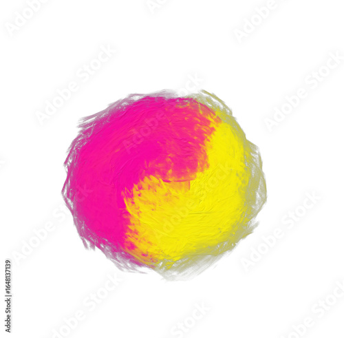 Abstract element Painting in Pink and Yellow