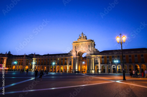 Commerce Square (Praca do Comercio) at night, Lisbon, Portugal