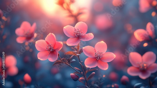 Beautiful blooming pink flowers in a serene garden