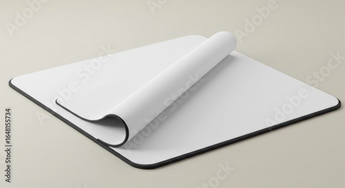 Blank mouse pad with curled edge on neutral surface
