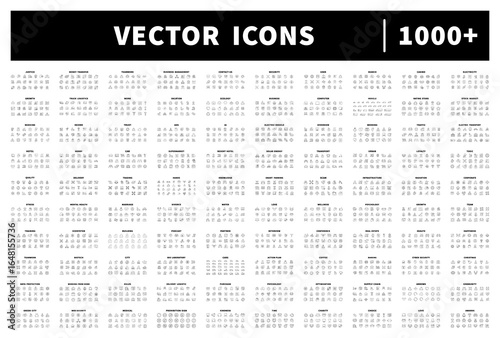 Vector icons collection in line style. 1000+ outline icons collection. Modern flat line icons