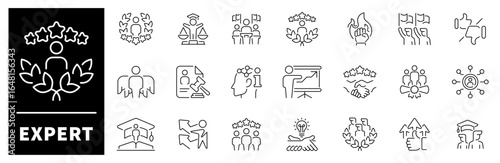 Expert vector icons in line style. Expert icons set. Specialist outline icons