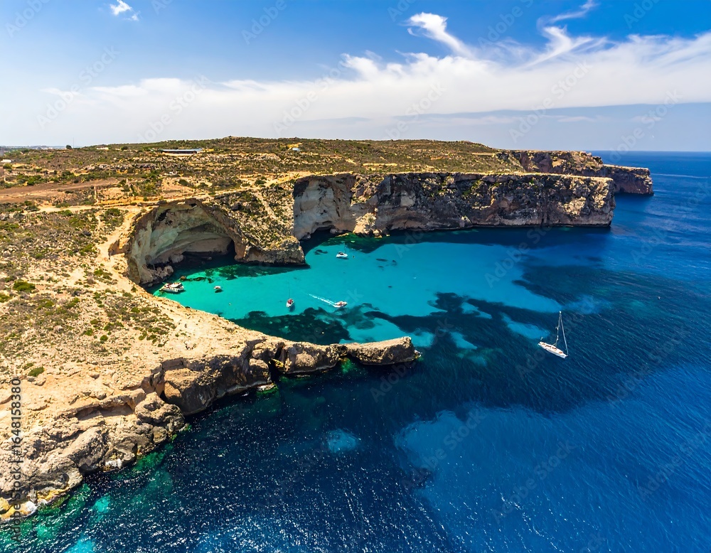 Obraz premium Coastal scenery with turquoise bay