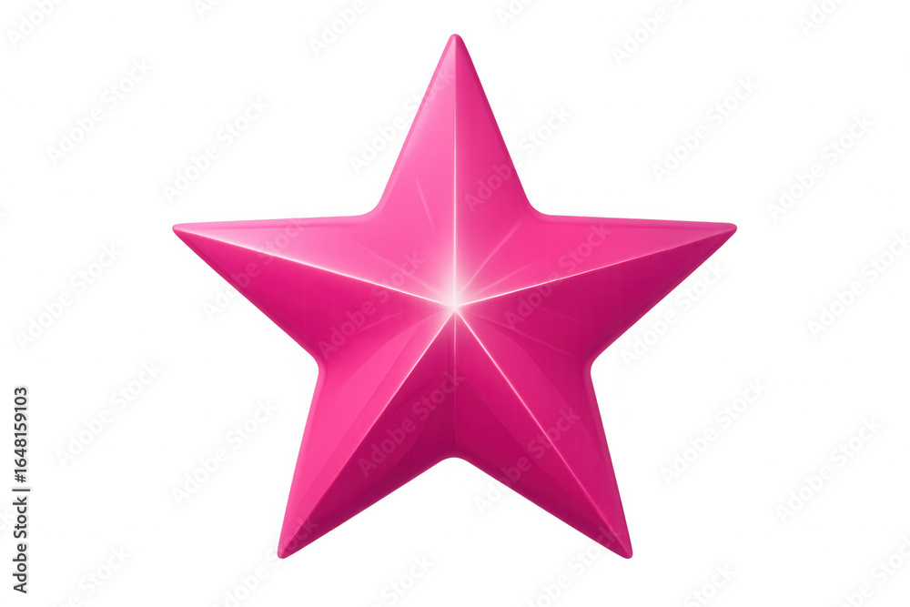Obraz premium Pink star gleaming brightly on transparent backdrop, adding vibrant graphic design element with glossy festive charm