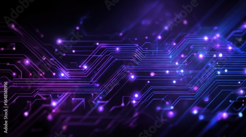 Stunning photo of blue and purple technology background circuits intertwine  illustrating the seamless fusion of advanced engineering and artistic design  Sharpen with copy.