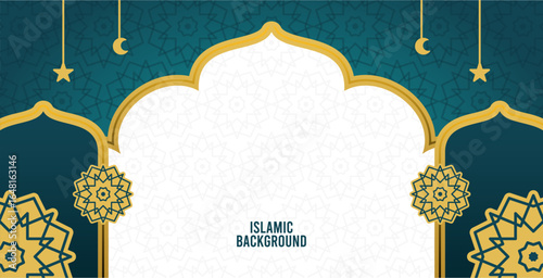 Ornamental Mosque Gate Green Background