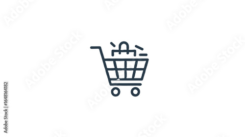 Shopping cart filled with shopping bags and packages.