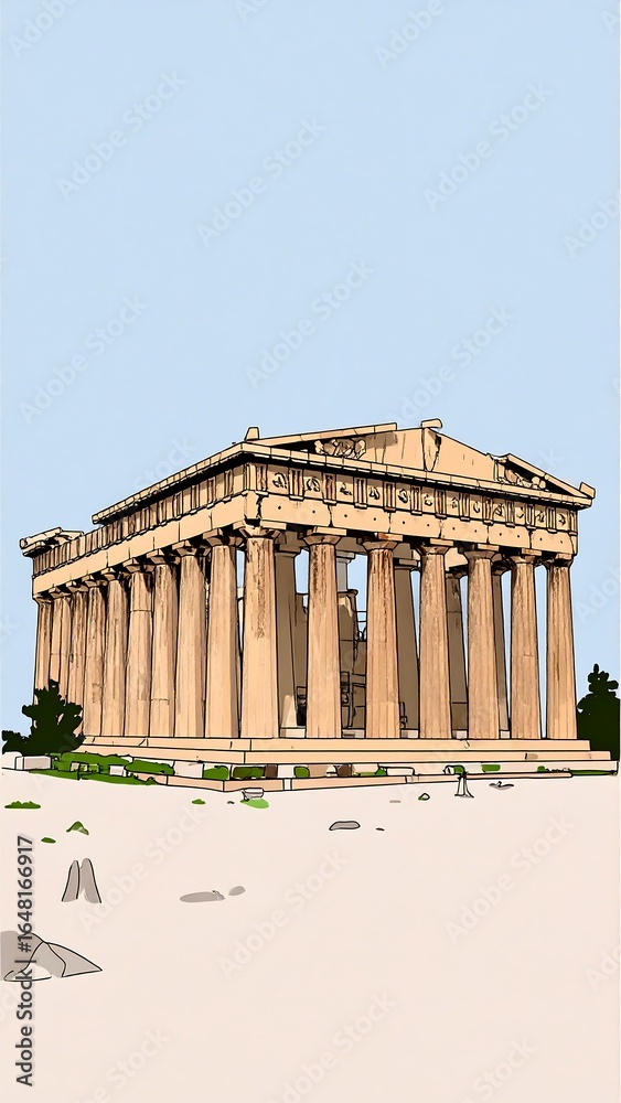 Naklejka premium Ancient temple illustration