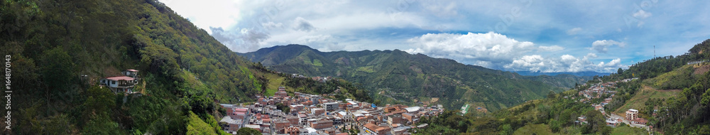 Fototapeta premium Giraldo, Antioquia - Colombia. August 3, 2025. Aerial view from a drone, located 1,950 meters above sea level.