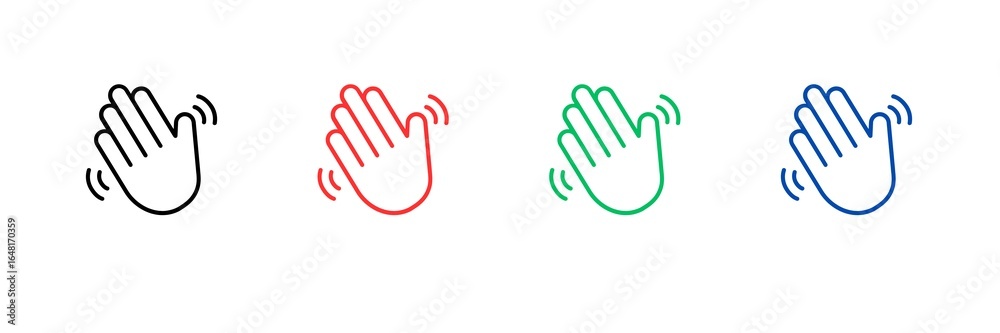 Wavy hand icons set, Wavy hand icons set,