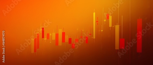 Stock market trends candlestick charts analysis financial sector digital content warm color palette abstract viewpoint