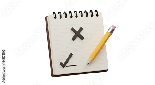 Wallpaper Mural Notebook with check mark and cross symbol, next to a pencil. Torontodigital.ca