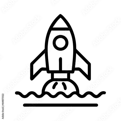 Rocket Launch Shape-Based Outline Icon, Monochrome, Transparent Background