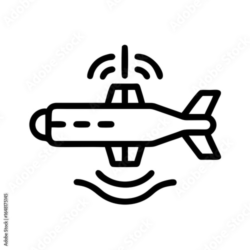 Drone Aircraft Shape-Based Outline Icon, Monochrome, Transparent Background