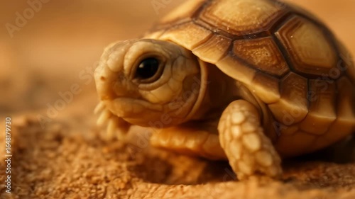 Portrait of a Young Tortoise in Natural Habitat