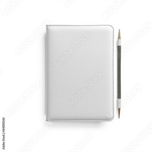 Top view of a white leather notebook mockup isolated on a transparent background png high resolution book mockup blank template isolated book professional presentation blank empty  creative 
