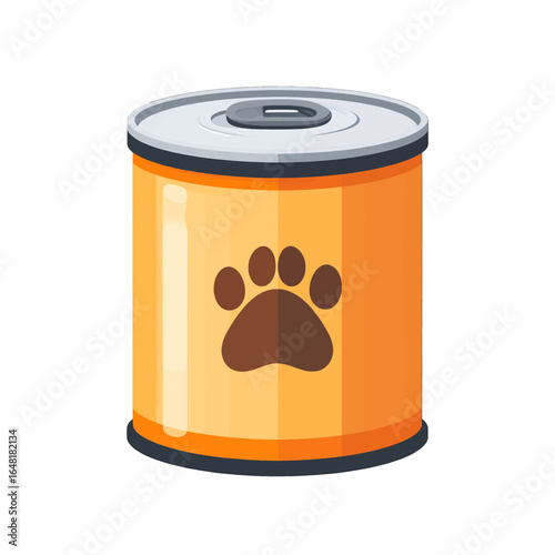 Canned Dog Food with Paw Print Label Illustration