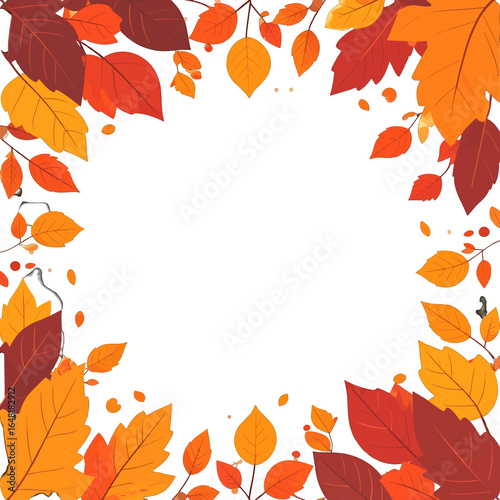 Autumnal Leaves Frame in Shades of Red and Orange