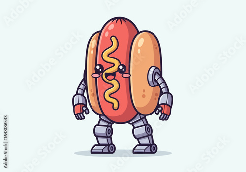 Cute Mecha Hot Dog Food Character A Whimsical Fusion of Culinary Delight and Robotic Charm