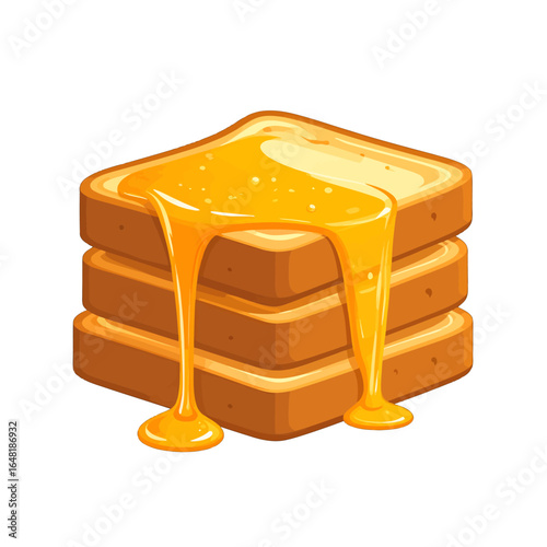 Stack of Toast with Dripping Honey Illustration