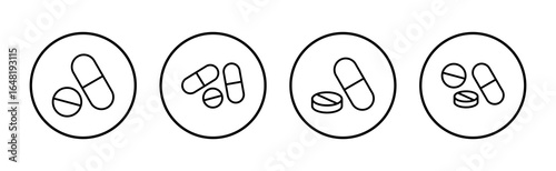 Pills icon vector. capsule icon. Drug sign and symbol
