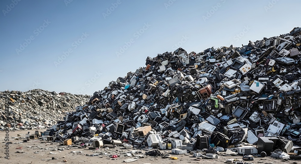 Obraz premium Electronic Waste Mountain: A Visual Representation of Environmental Pollution