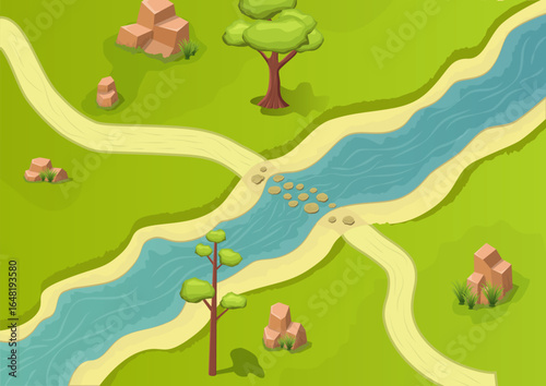 Natural river isomeric with footpath