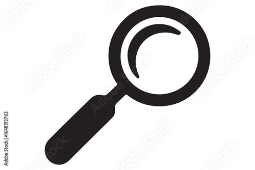 Magnifying glass silhouette icon isolated on white background for search and zoom concepts

