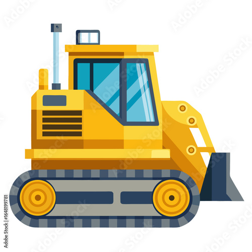 yellow bulldozer isolated on white