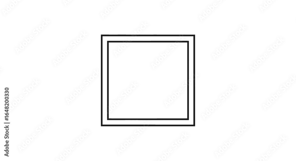 A simple illustration of a square shape with a double outline against a white background plain scene A simple illustration of a square shape with a double outline against a white background plain scene